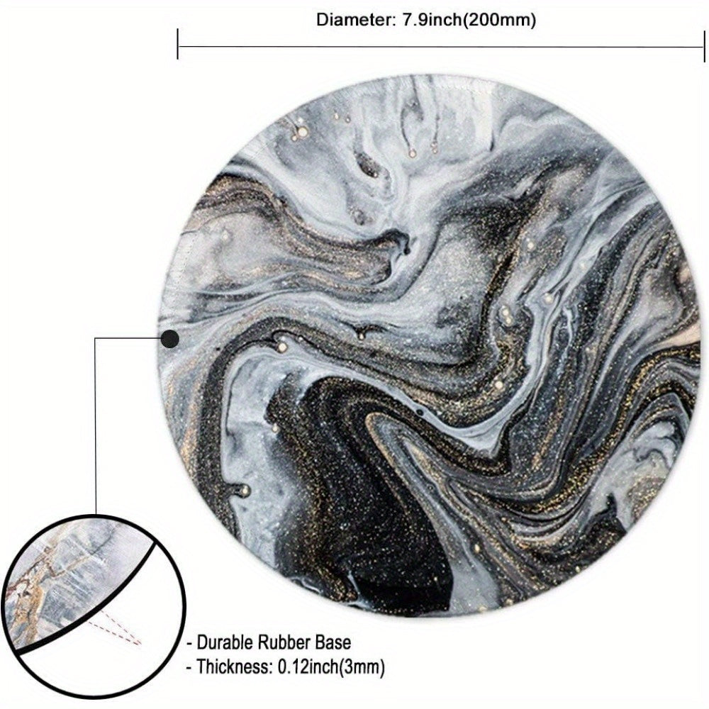 Grey Marble Mouse Pad Anti Slip Rubber Round Mousepads