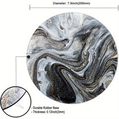 Grey Marble Mouse Pad Anti Slip Rubber Round Mousepads