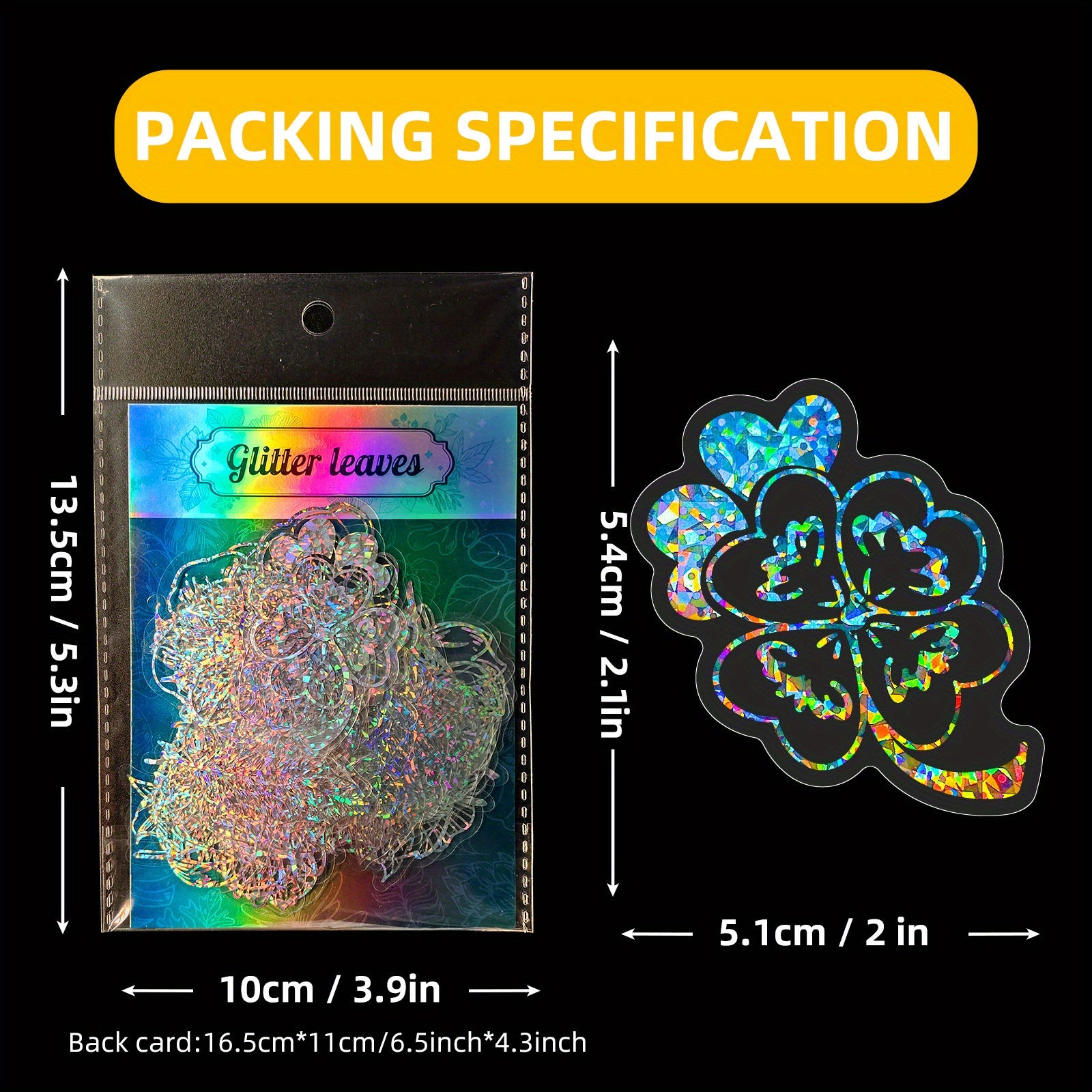 50 Pcs Silver Leaf Laser Stickers for Window Luggage Water Cup Decoration