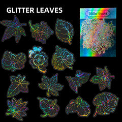 50 Pcs Silver Leaf Laser Stickers for Window Luggage Water Cup Decoration