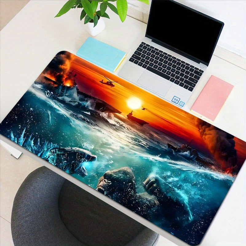 Gorillas vs Dinosaurs Sea Mouse Pad Large Gaming Mat