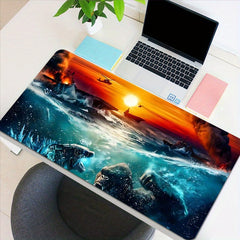 Gorillas vs Dinosaurs Sea Mouse Pad Large Gaming Mat