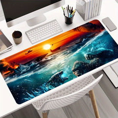Gorillas vs Dinosaurs Sea Mouse Pad Large Gaming Mat