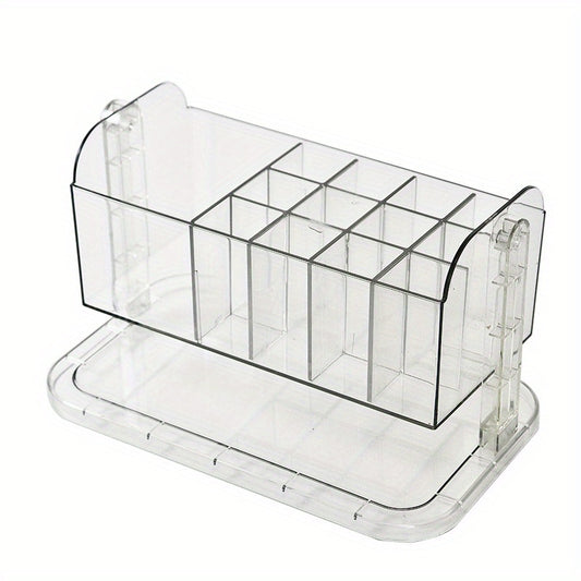 Striped Compartment Desktop Storage Box Cosmetics Finishing Sorting