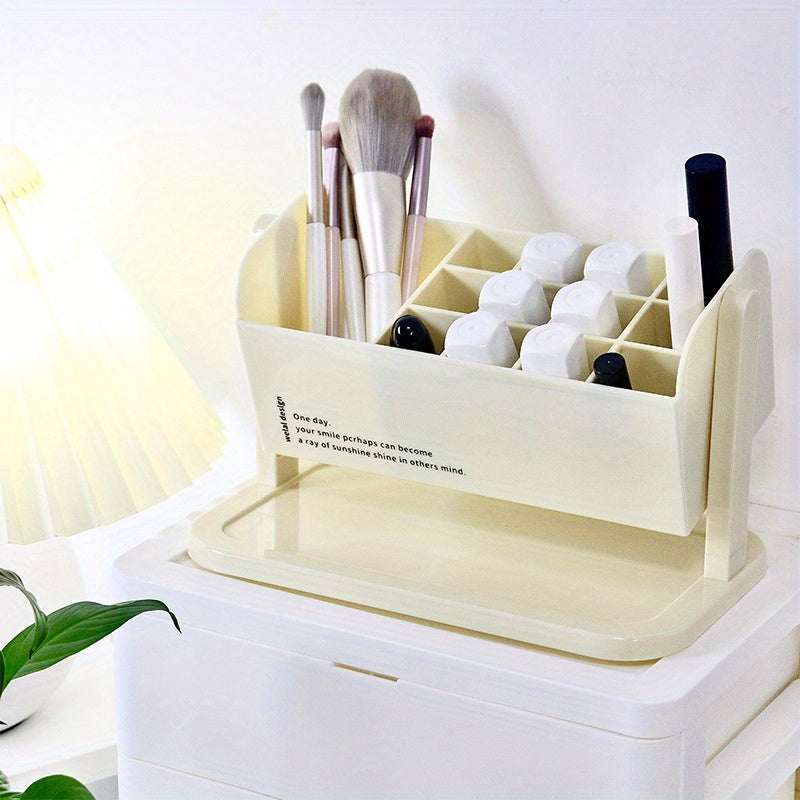Striped Compartment Desktop Storage Box Cosmetics Finishing Sorting