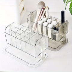 Striped Compartment Desktop Storage Box Cosmetics Finishing Sorting