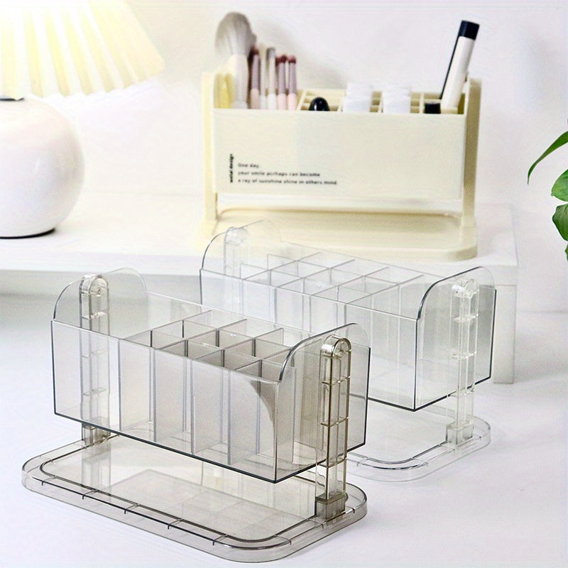 Striped Compartment Desktop Storage Box Cosmetics Finishing Sorting
