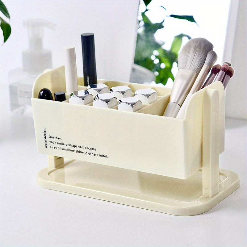 Striped Compartment Desktop Storage Box Cosmetics Finishing Sorting