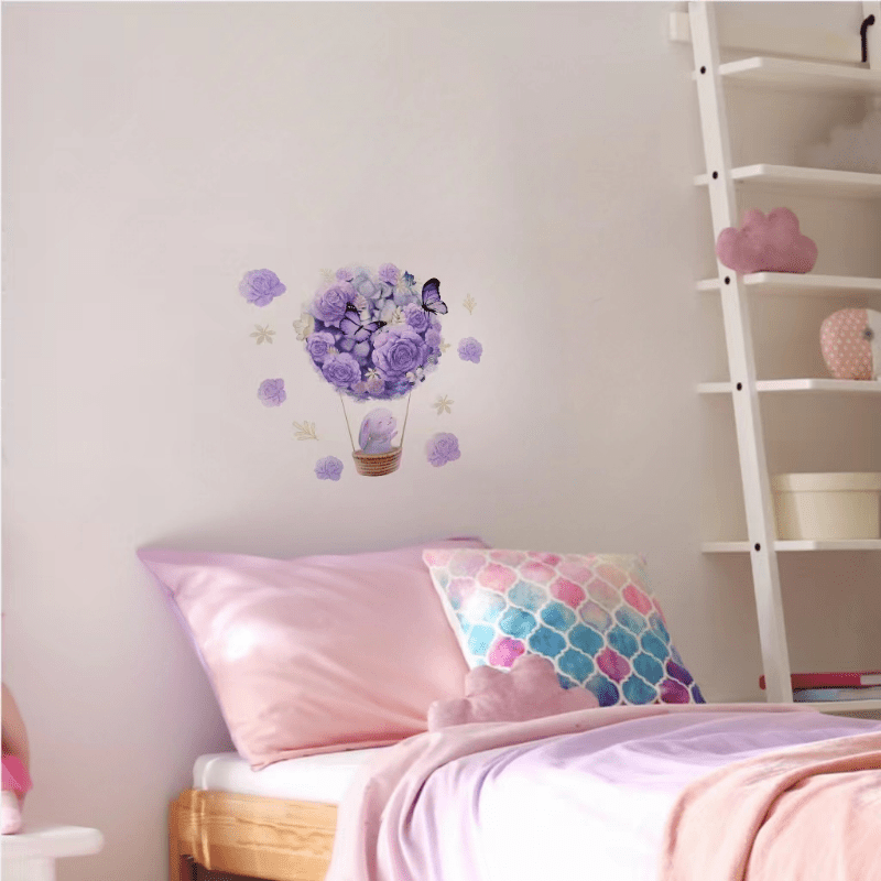 Removable Flower Hot Air Balloon Rabbit Wall Stickers