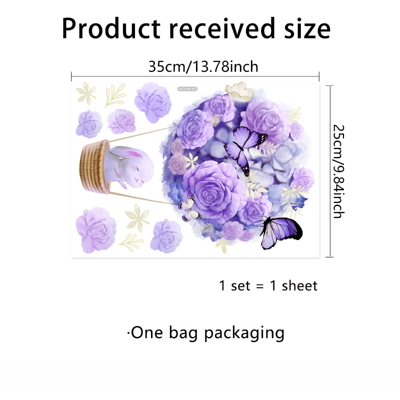 Removable Flower Hot Air Balloon Rabbit Wall Stickers