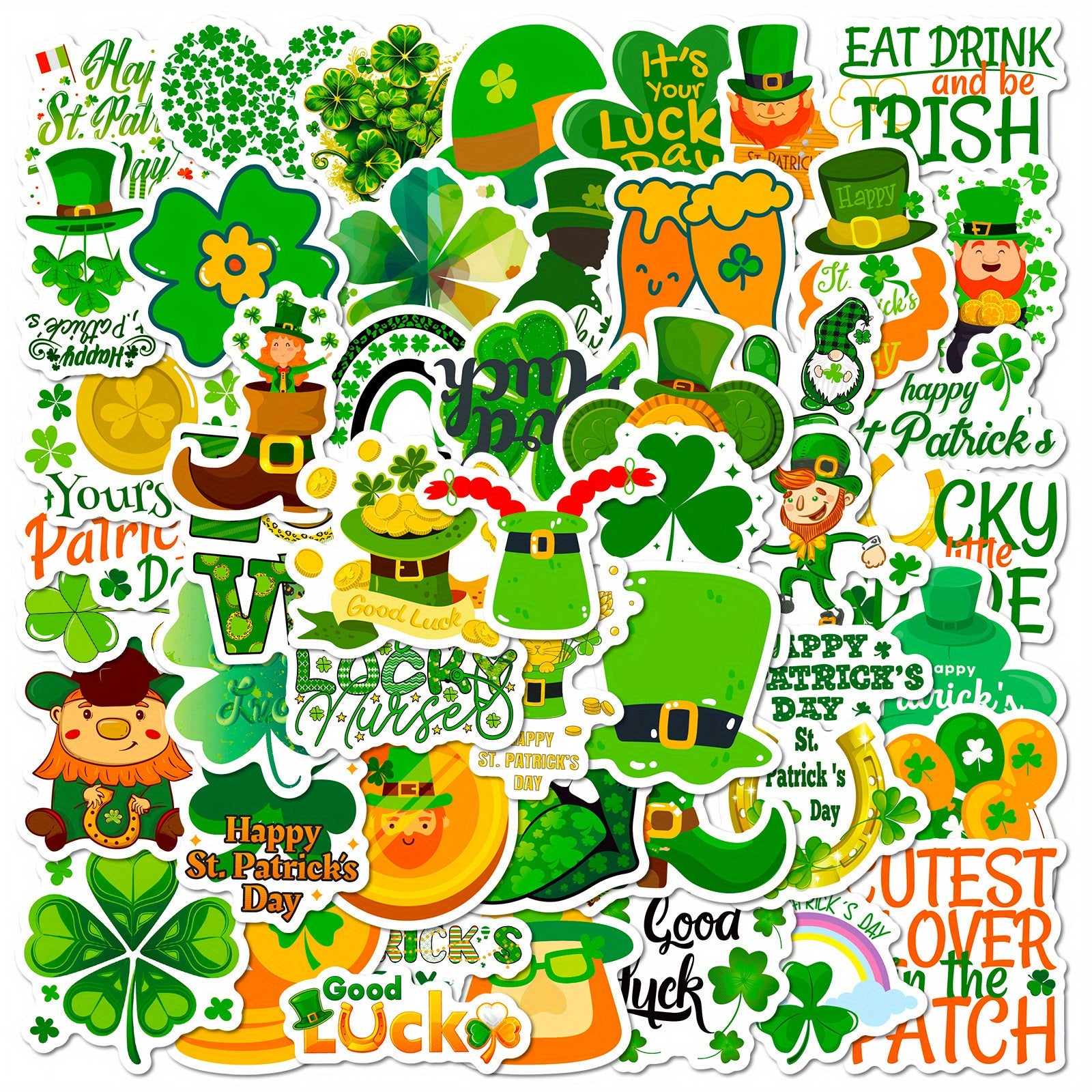 45pcs Irish Shamrock Stickers for St Patrick's Day