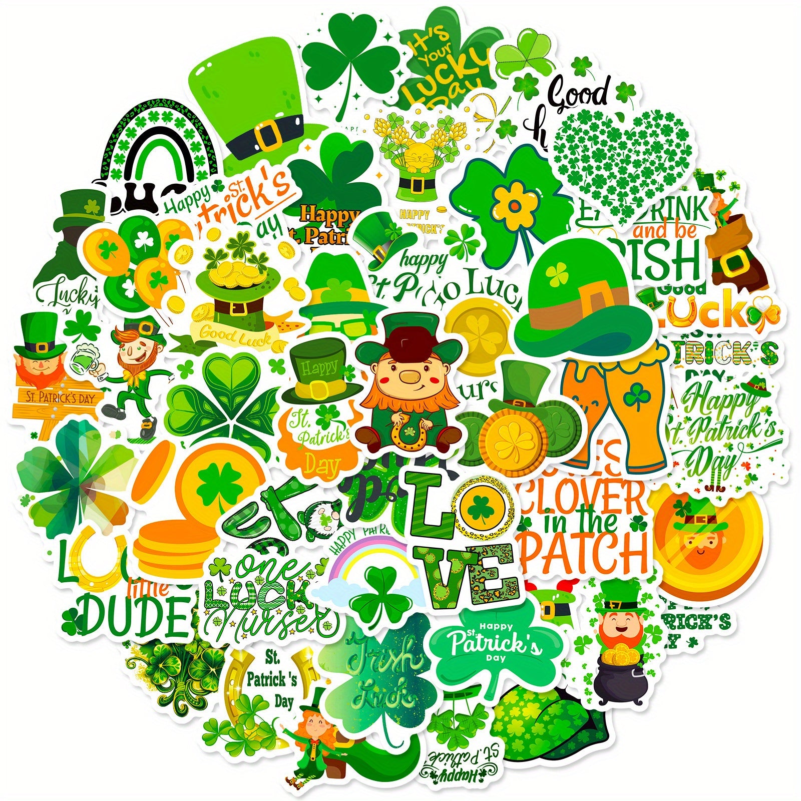 45pcs Irish Shamrock Stickers for St Patrick's Day