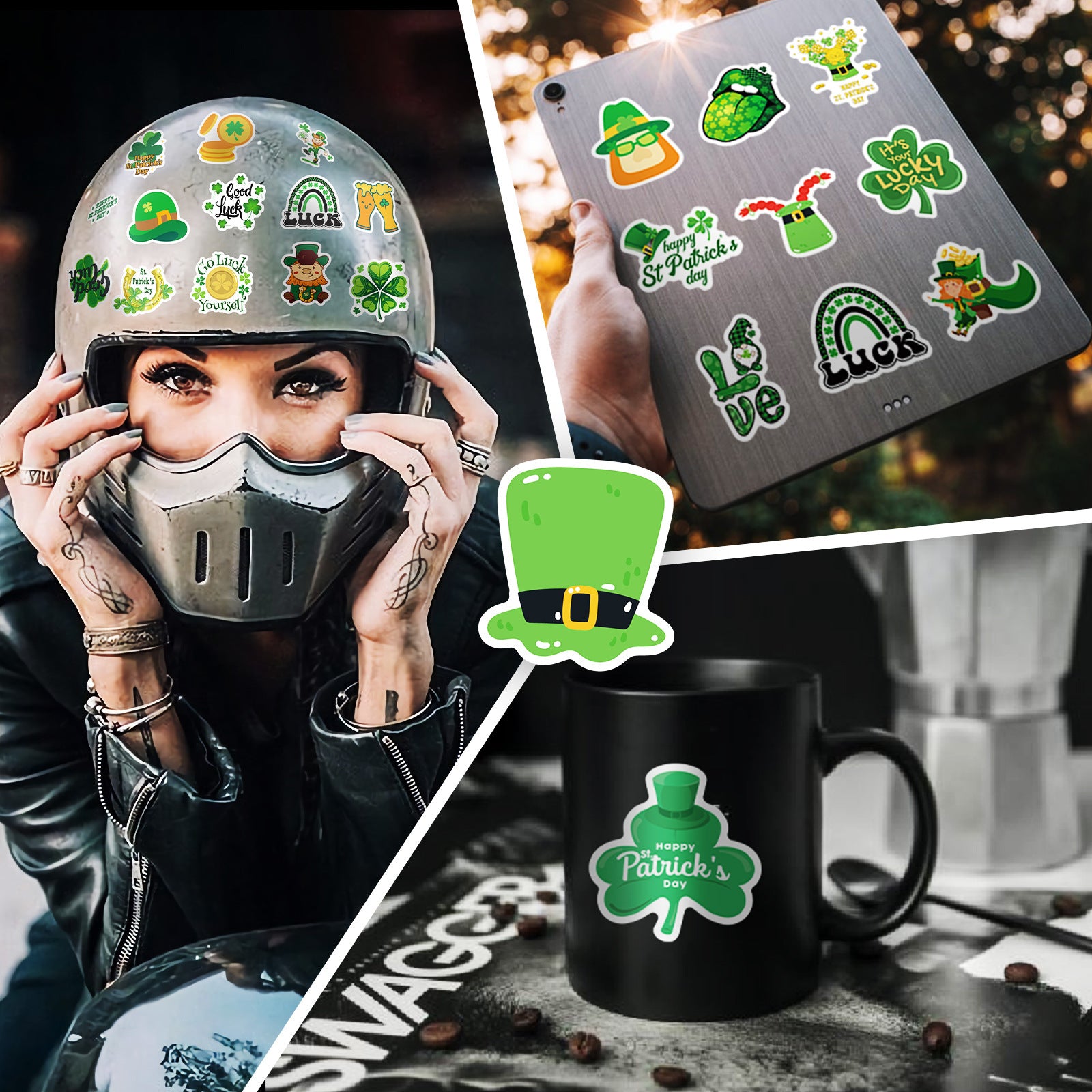 45pcs Irish Shamrock Stickers for St Patrick's Day