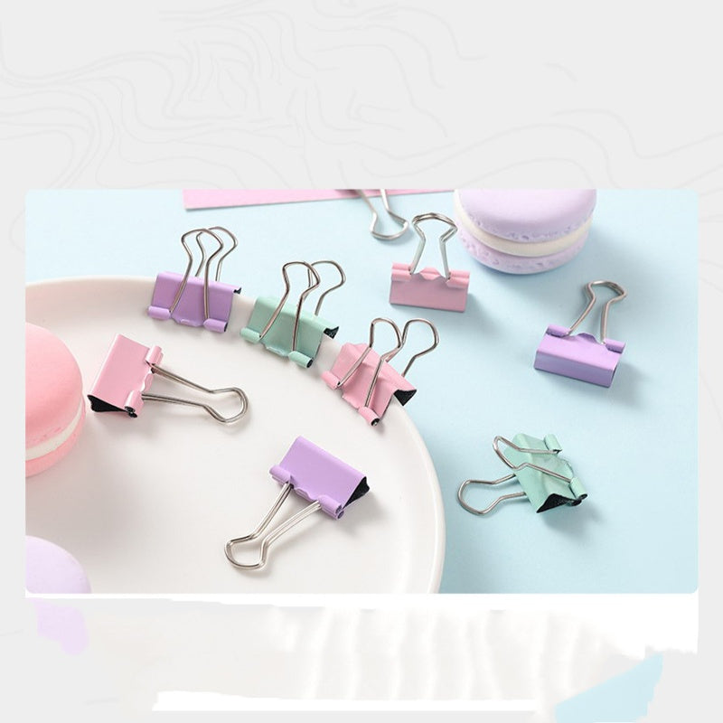 25pcs Mixed Box Macaron Office Long Tail Clip Ticket Clip