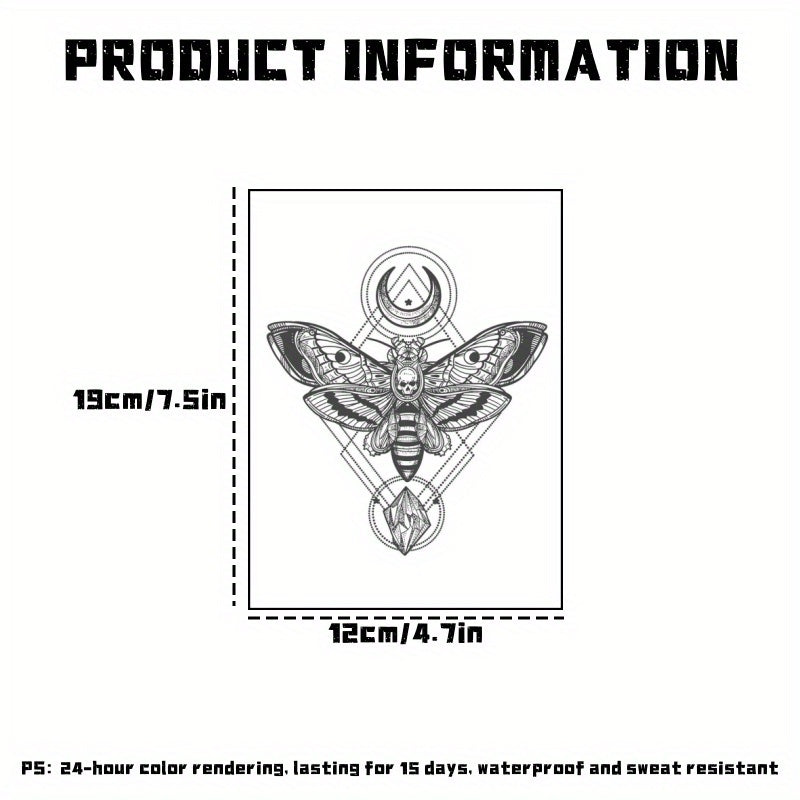 Waterproof Herbal Juice Tattoo Sticker Butterfly Bee & Skull Sweat Proof