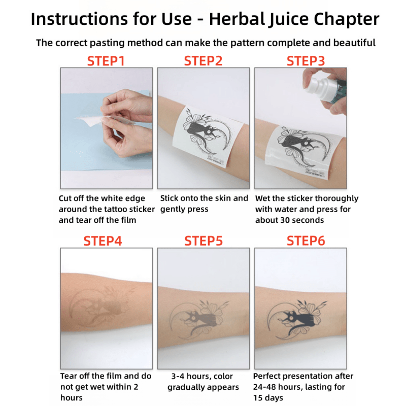 Waterproof Herbal Juice Tattoo Sticker Butterfly Bee & Skull Sweat Proof