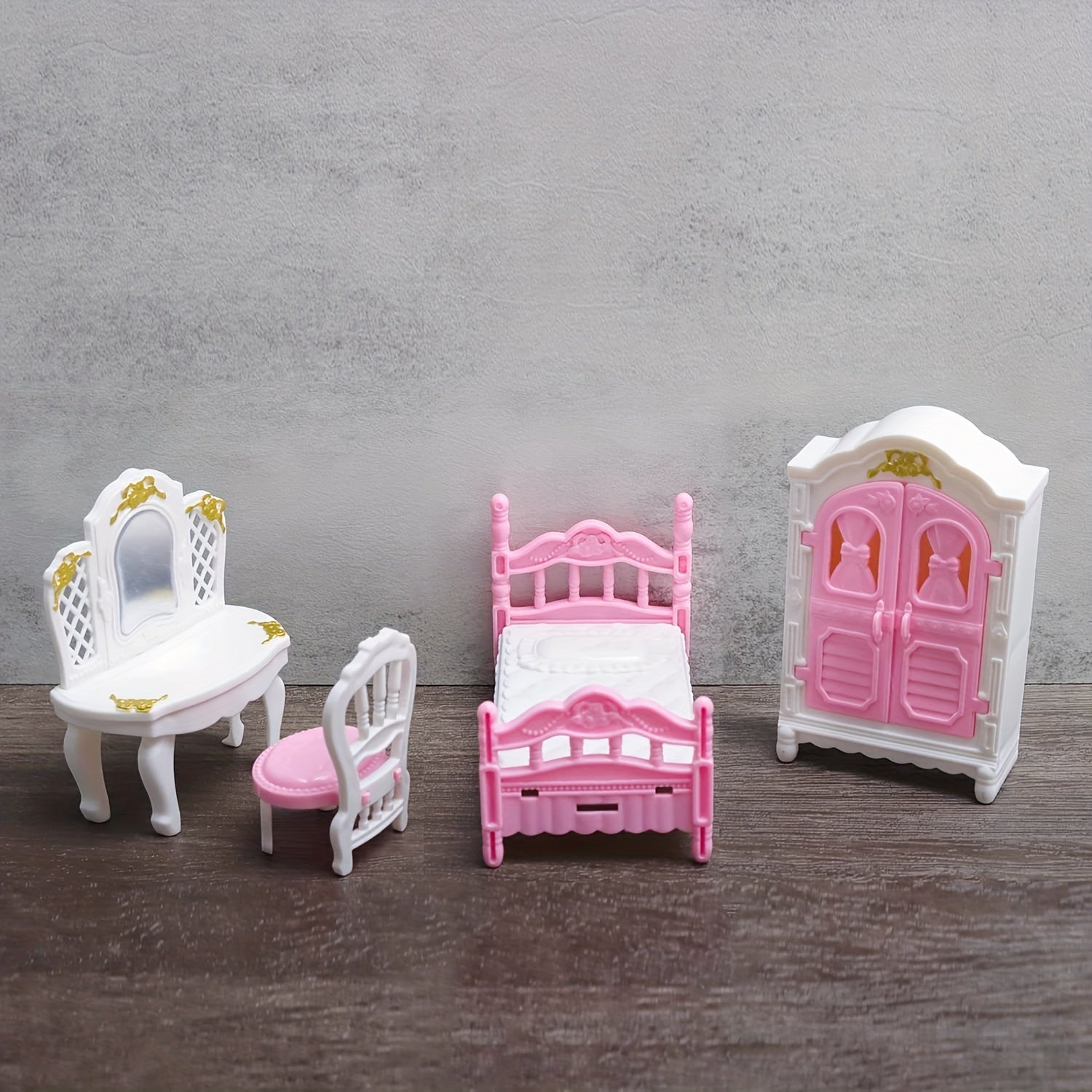 Dollhouse Furniture Set - Bedroom, Living Room, Bathroom Accessories
