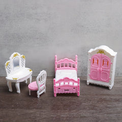 Dollhouse Furniture Set - Bedroom, Living Room, Bathroom Accessories