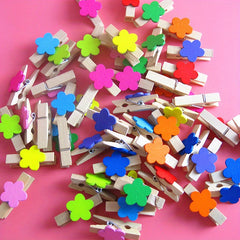 50pcs Mixed Wood Clip DIY Photo Wall Love Decoration Stars Flower Wood Clip