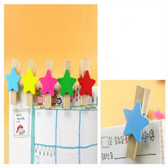 50pcs Mixed Wood Clip DIY Photo Wall Love Decoration Stars Flower Wood Clip