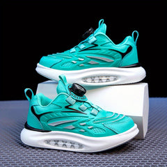 Boys Low Top Thick Bottom Luminous Sneakers with Rotating Button