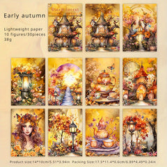 30pcs Elf's Journey Retro Forest Theme Journal DIY Background Decorative