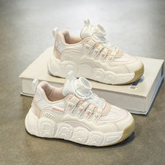 Thick Bottom Sneakers with Rotating Button for Girls
