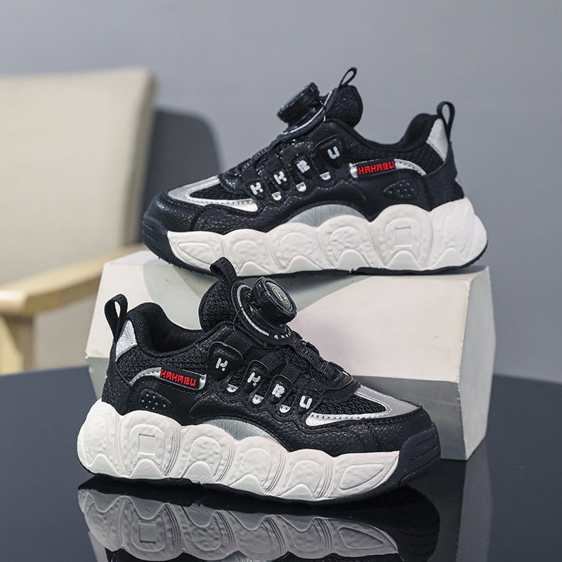 Thick Bottom Sneakers with Rotating Button for Girls