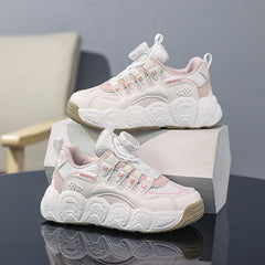 Thick Bottom Sneakers with Rotating Button for Girls