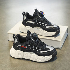 Thick Bottom Sneakers with Rotating Button for Girls