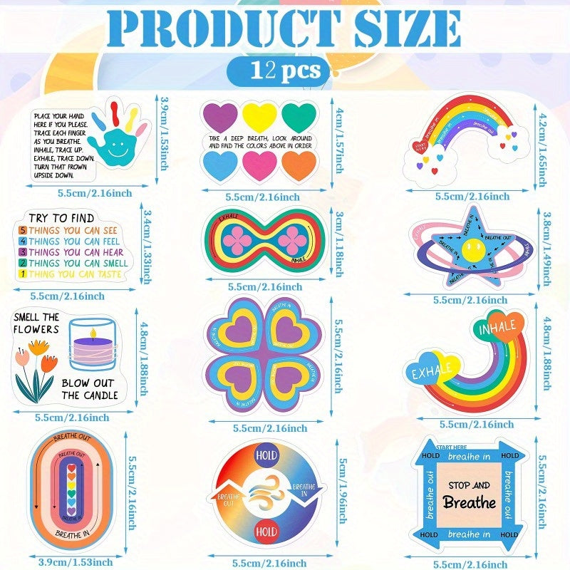 12pcs Anxiety Feeling Stickers, Respiratory Function Calming Stickers
