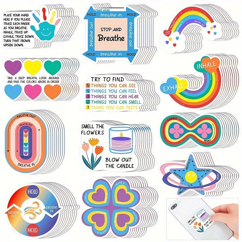12pcs Anxiety Feeling Stickers, Respiratory Function Calming Stickers