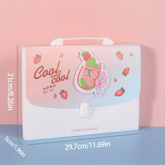 Expandable A4 Paper Organizer File w/ Custom Stickers - Pink Purple Green