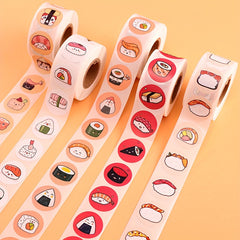 Japanese Revolving Sushi Round Seal Sticker Roll - 2500pcs
