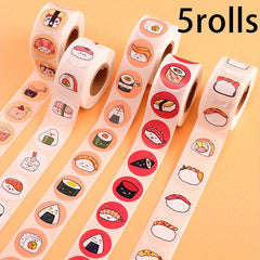 Japanese Revolving Sushi Round Seal Sticker Roll - 2500pcs