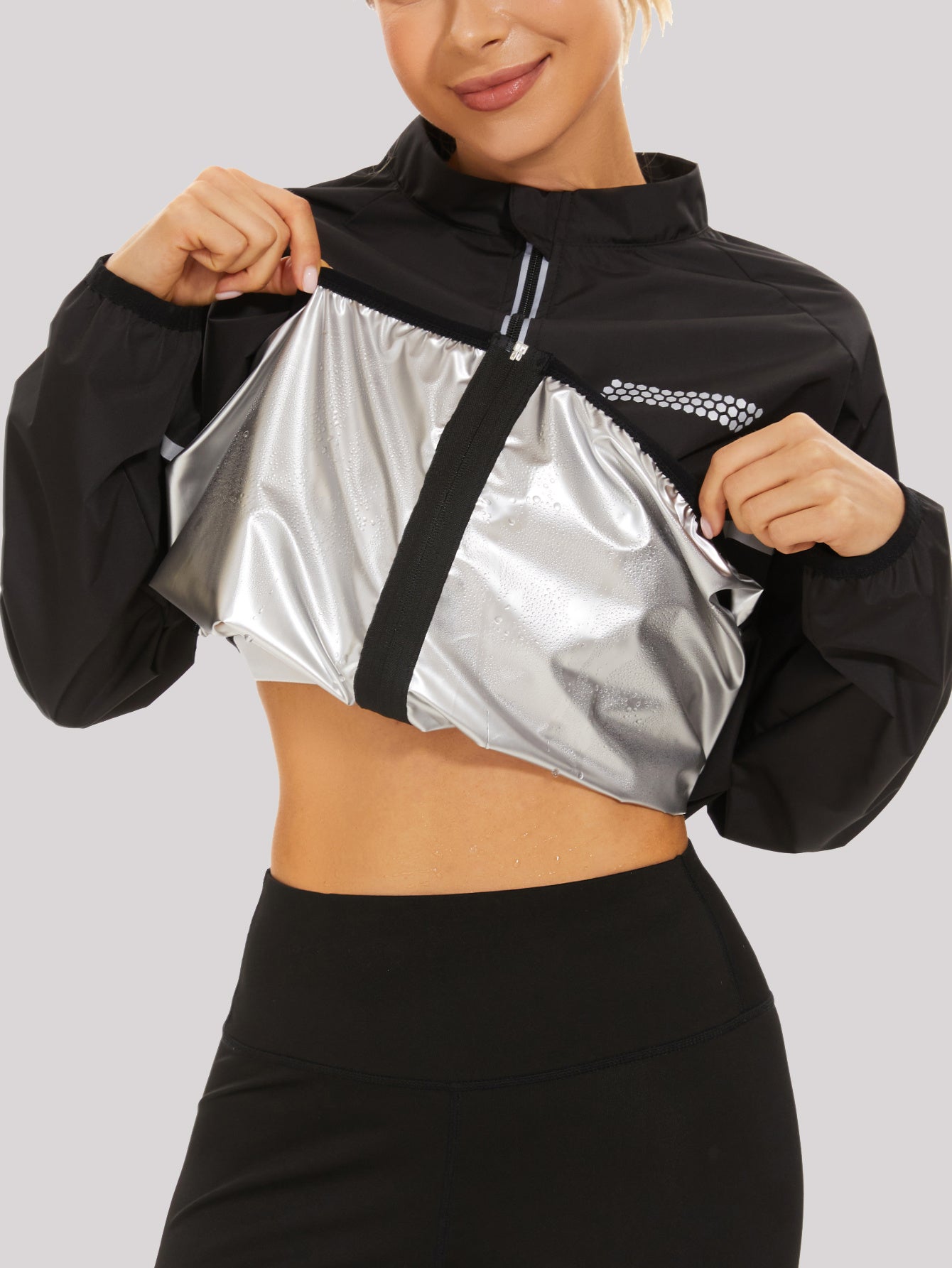 Long Sleeve Sauna Sweat Top Zipper Jacket Women's Activewear