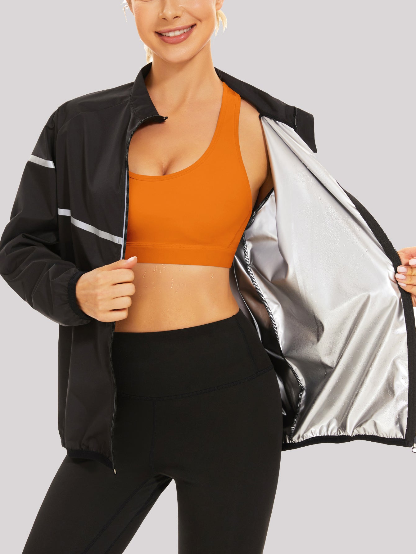 Long Sleeve Sauna Sweat Top Zipper Jacket Women's Activewear