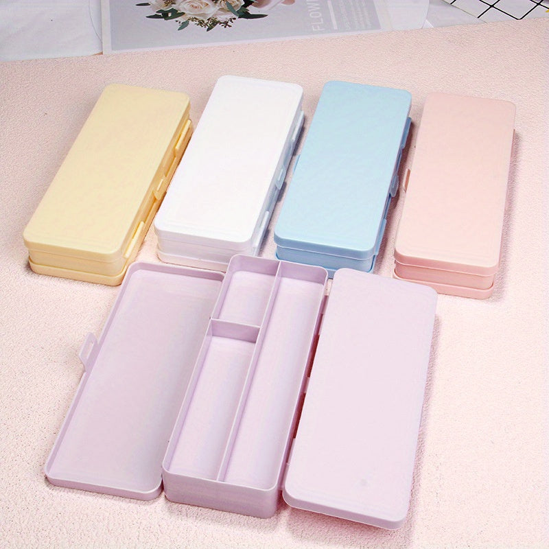 Translucent Frosted Double Layer Pencil Case with Lock