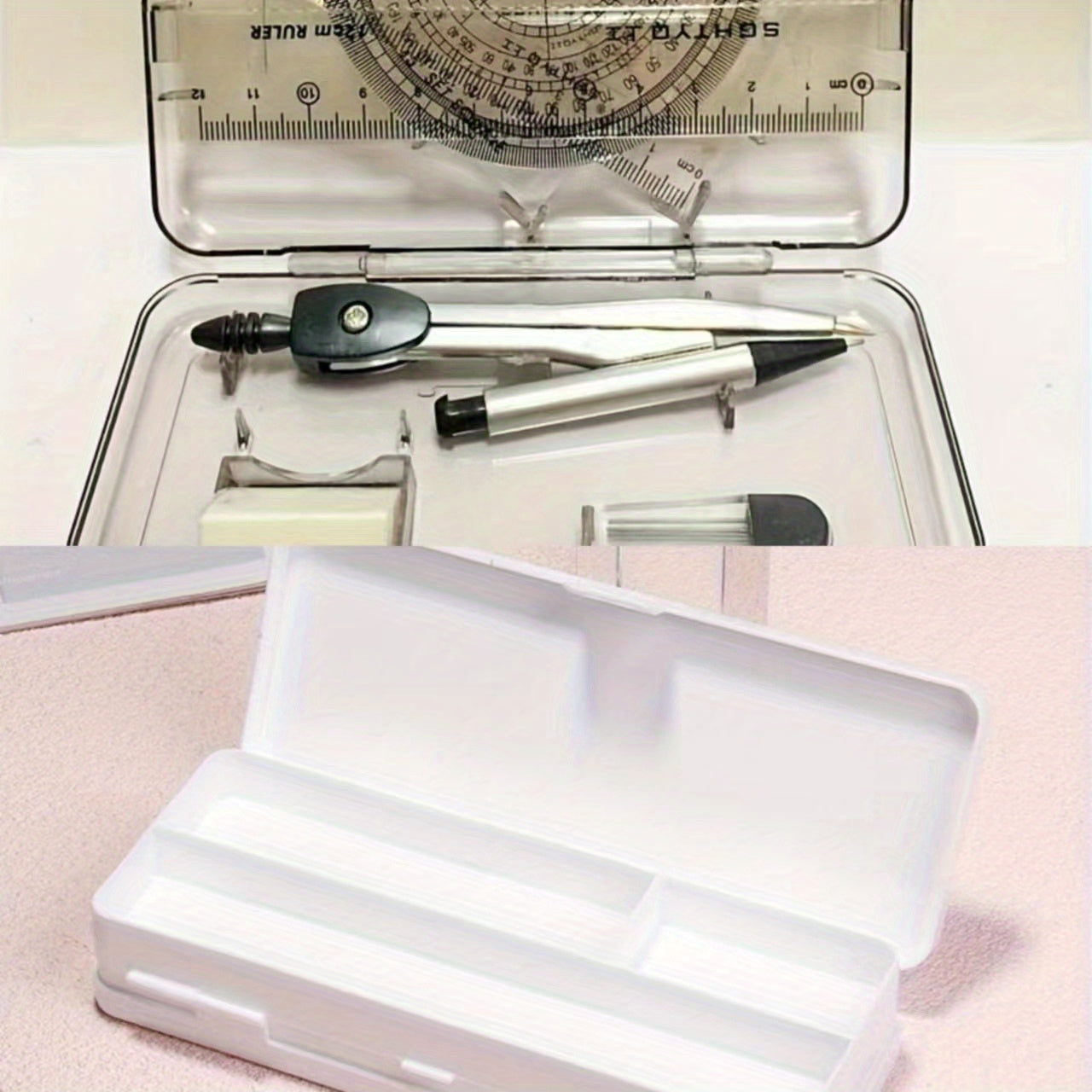 Translucent Frosted Double Layer Pencil Case with Lock