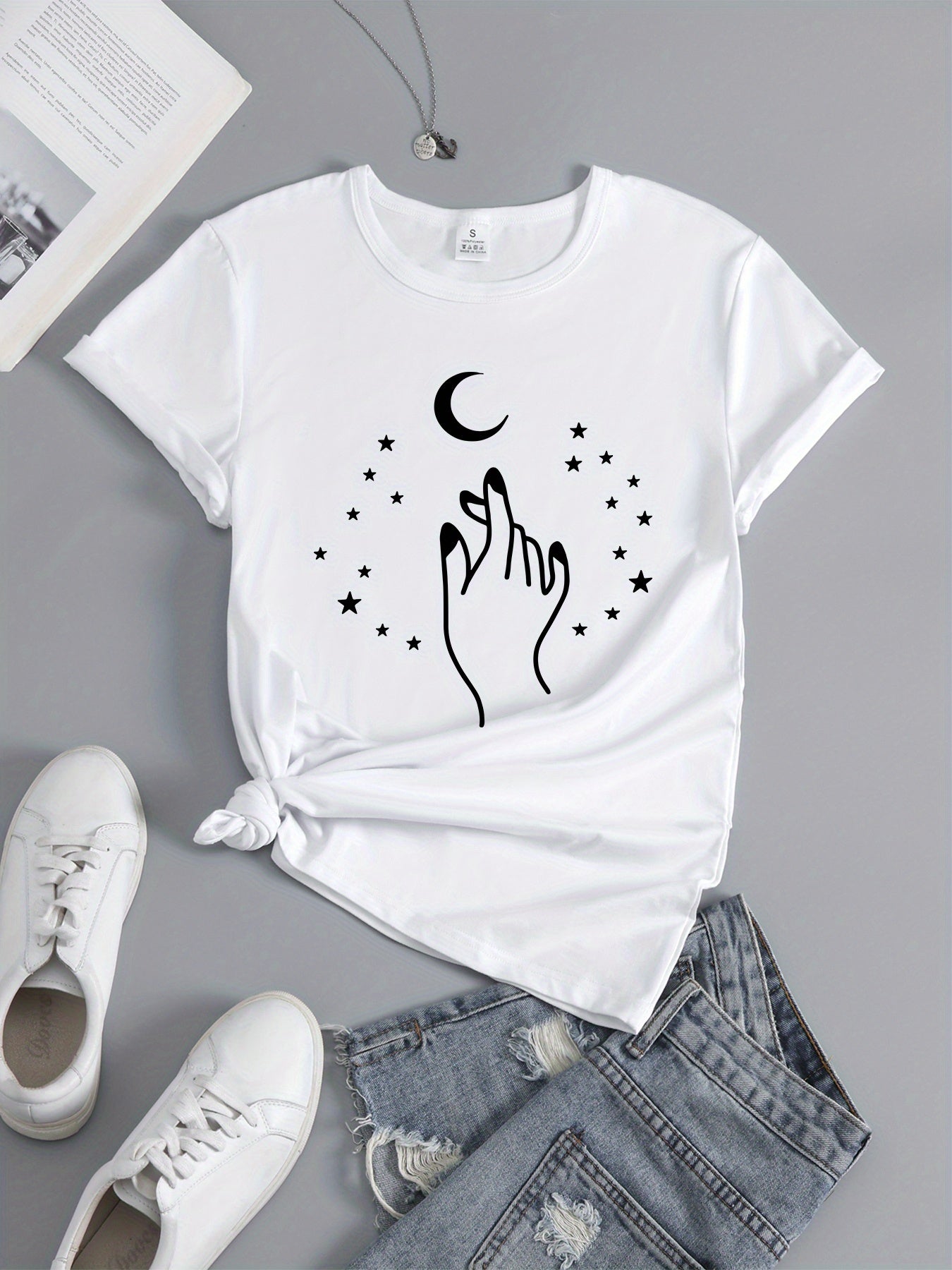 Ramadan Moon Print Crew Neck Sports T-shirt Short Sleeves
