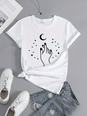 Ramadan Moon Print Crew Neck Sports T-shirt Short Sleeves