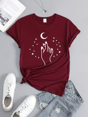Ramadan Moon Print Crew Neck Sports T-shirt Short Sleeves