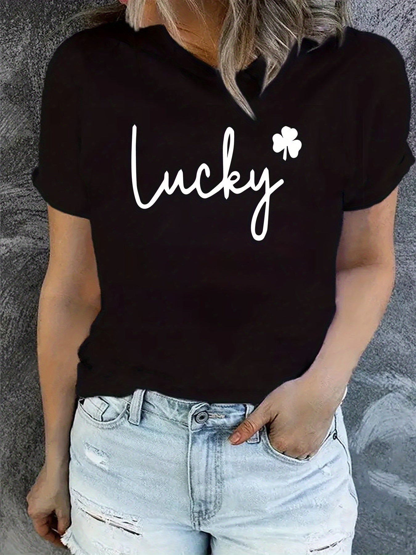 St Patrick's Shamrock Print Crew Neck Sports T-shirt Short Sleeves
