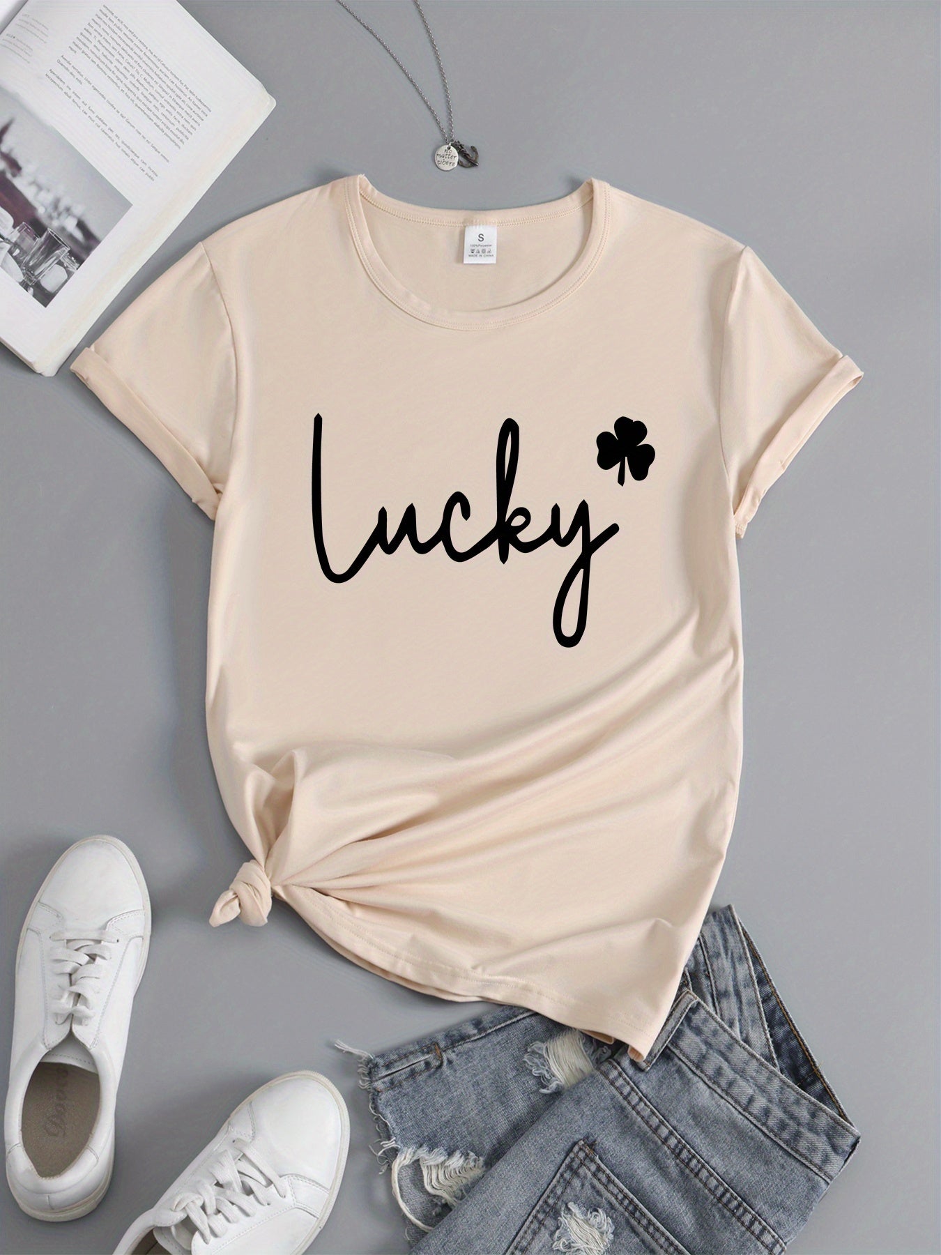St Patrick's Shamrock Print Crew Neck Sports T-shirt Short Sleeves