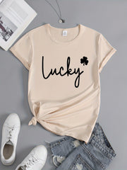 St Patrick's Shamrock Print Crew Neck Sports T-shirt Short Sleeves