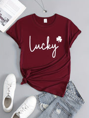 St Patrick's Shamrock Print Crew Neck Sports T-shirt Short Sleeves