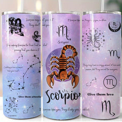 Zodiac Celestial Horoscope UV DTF Cup Wrap Stickers for 20 oz Cups Skinny Tumble