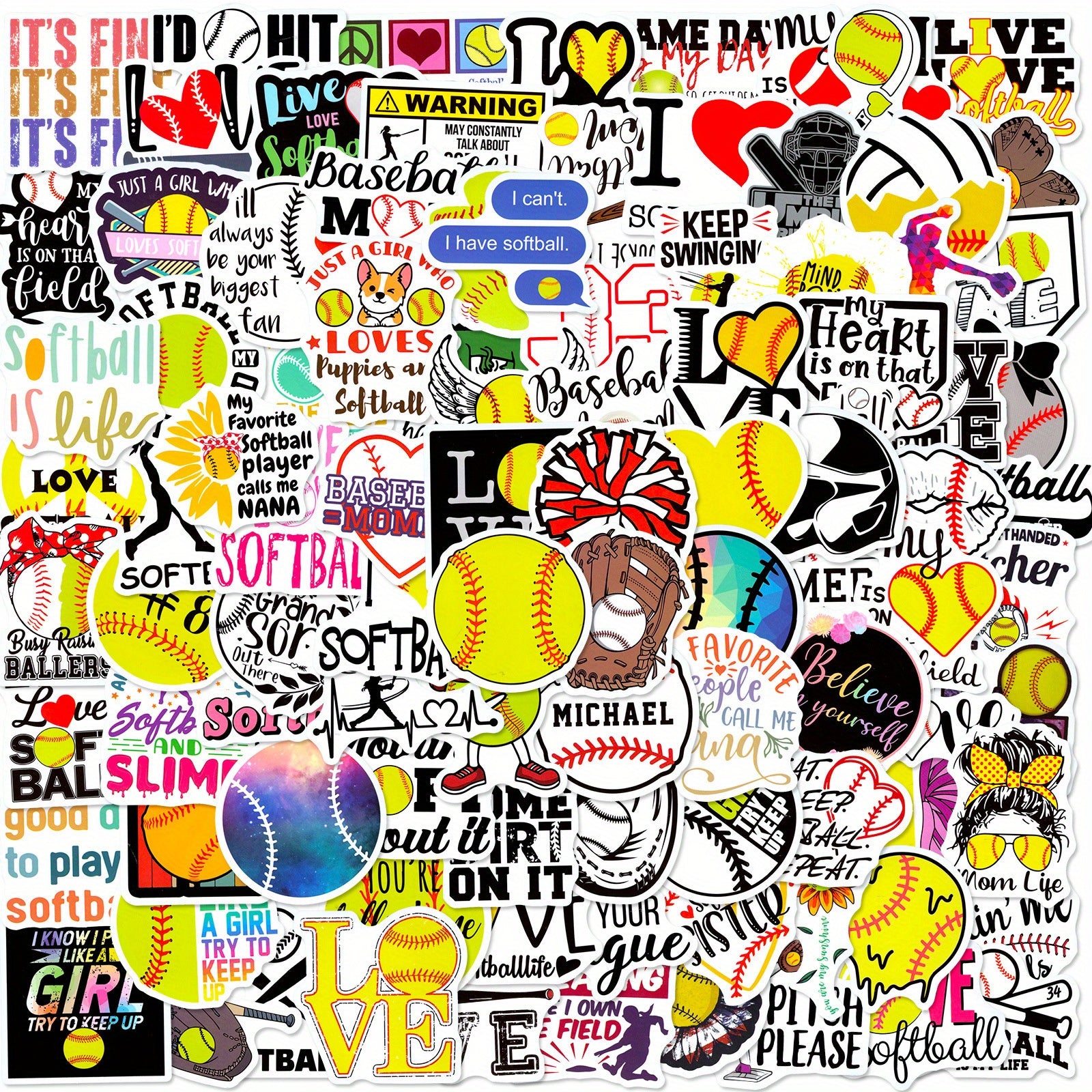 Softball Stickers - 100 pcs for Global Sports Events