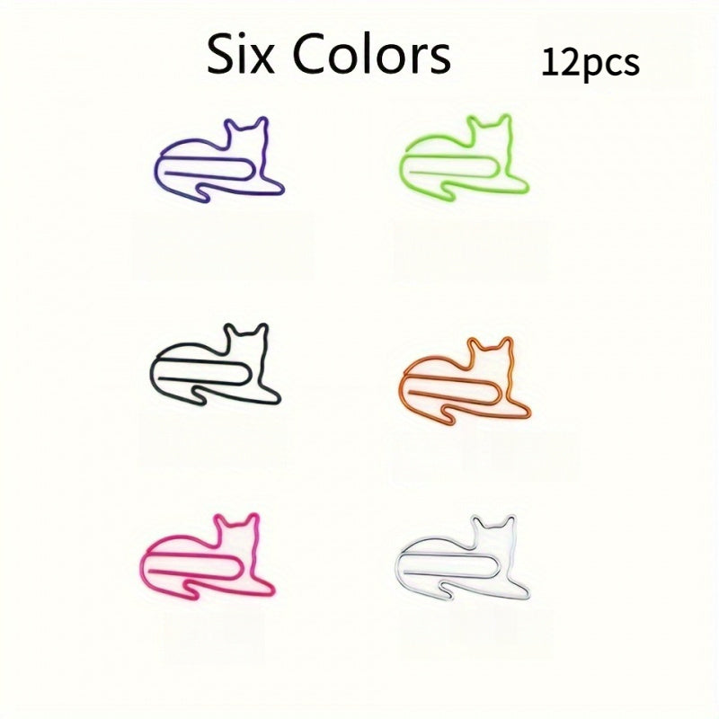 12pcs Cat Paper Clips Cat Bookmark Clips Cat Enthusiast Cat Office Supplies