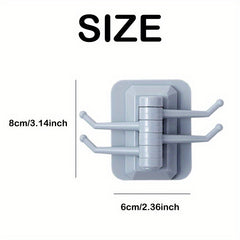 180 Swivel Hook 4 Hook Bathroom Wall Shelf